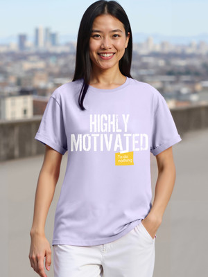 BEWAKOOF Typography Women Round Neck Purple T-Shirt