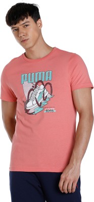 PUMA Printed Men Round Neck Pink T-Shirt