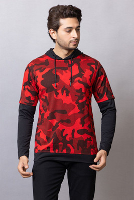 AAITHAN Printed Men Hooded Neck Red T-Shirt