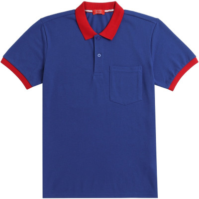 Arvind Garments Solid Men Polo Neck Blue T-Shirt