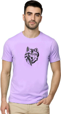 Neel Fashion Geometric Print, Graphic Print, Typography Men Round Neck Purple T-Shirt