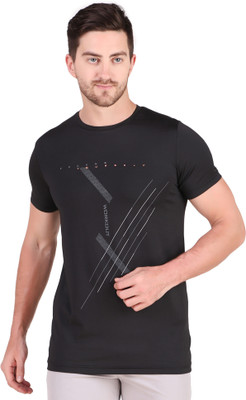 VECTOR X Printed Men Round Neck Black T-Shirt