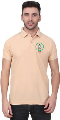 Zoobang Printed Men Polo Neck Beige T-Shirt