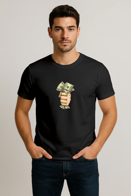 Swaydem Graphic Print Men Round Neck Reversible Black T-Shirt