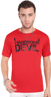 Go Devil Printed Men Round Neck Red T-Shirt