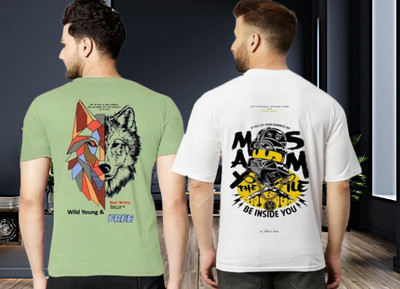 Parona Printed Men Round Neck Green, White T-Shirt