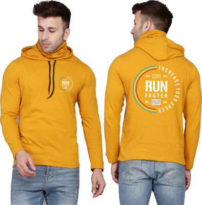 WOOSTRO Printed Men Hooded Neck Yellow, White T-Shirt