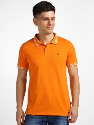 Urbano Fashion Solid Men Polo Neck Orange T-Shirt
