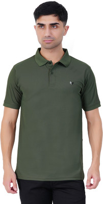 Chill Factor Self Design Men Polo Neck Green T-Shirt