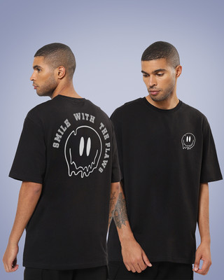 Mad Over Print Graphic Print Men Round Neck Black T-Shirt