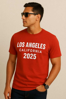 DARA Typography Men Round Neck Red T-Shirt