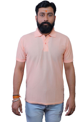 ME MOGHA ENTERPRISES Solid Men Polo Neck Pink T-Shirt