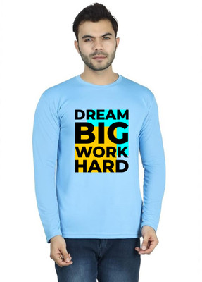 LV CARE Printed Men Round Neck Blue T-Shirt