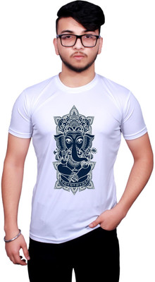 NITYANAND CREATIONS Printed Men Round Neck White T-Shirt