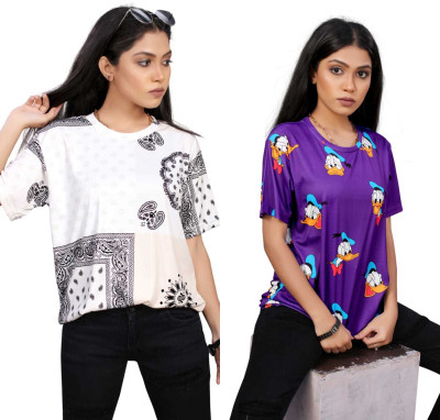 Apache Printed Women Round Neck Multicolor T-Shirt