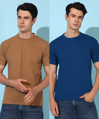 Christy World Self Design Men Round Neck Multicolor T-Shirt