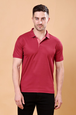 Moda Rapido Solid Men Polo Neck Maroon T-Shirt
