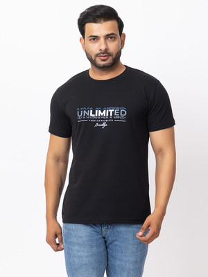 BUFFARO Typography Men Round Neck Black T-Shirt