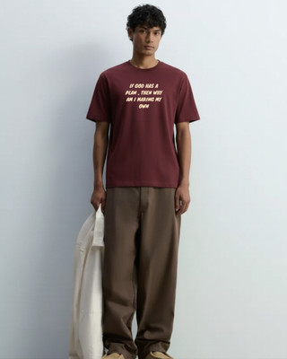 JHAJEE Typography Men Round Neck Grey T-Shirt