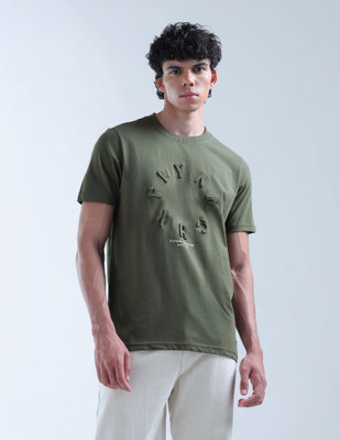 FLYING MACHINE Graphic Print Men Crew Neck Green T-Shirt