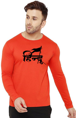 PARA HILLS Printed Men Round Neck Orange T-Shirt