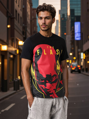The Indian Garage Co. Printed Men Crew Neck Black T-Shirt