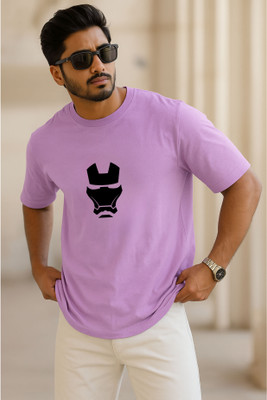 SINNER STREET Printed, Superhero Men Round Neck Purple T-Shirt