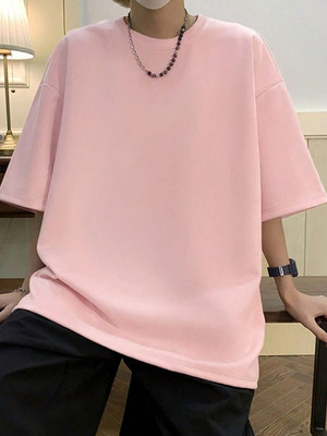 Cool Plus Solid Men Round Neck Pink T-Shirt