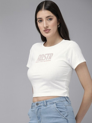 Roadster Graphic Print Women Round Neck White T-Shirt