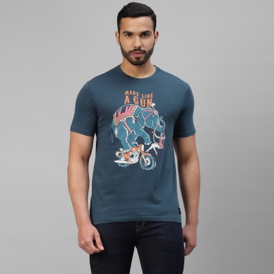 ROYAL ENFIELD Typography, Graphic Print Men Round Neck Blue T-Shirt