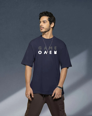BEWAKOOF Typography Men Round Neck Dark Blue T-Shirt