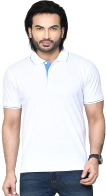 RAPL BHARAT Solid Men Polo Neck White T-Shirt