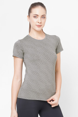 Laasa Sports Printed Women Round Neck Grey T-Shirt