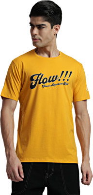Rare Bond Studios Graphic Print Men Round Neck Yellow T-Shirt