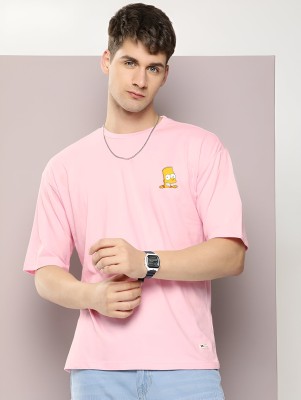 Jack Paris Solid Men Round Neck Pink T-Shirt