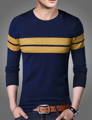 EyeBogler Colorblock Men Round Neck Blue T-Shirt