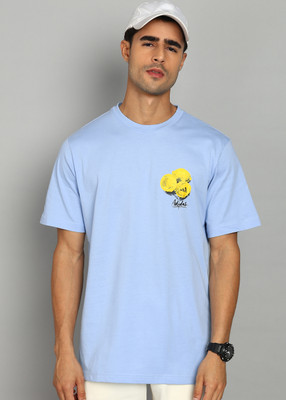 ADIDAS Graphic Print Men Round Neck Blue T-Shirt