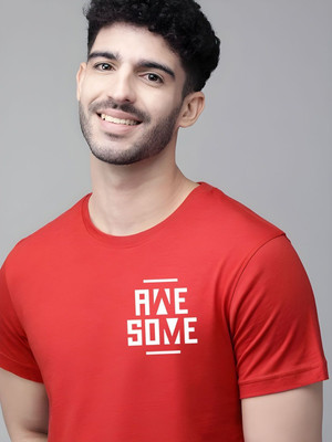 SZN Graphic Print Men Round Neck Red T-Shirt