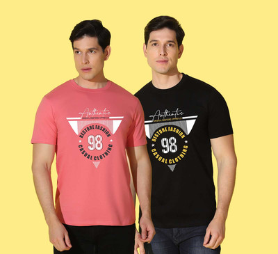 WOOSTRO Printed Men Round Neck Multicolor T-Shirt