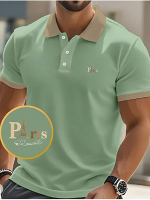 VOID & VOGUE Solid Men Polo Neck Light Green T-Shirt