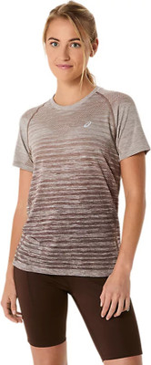 Asics Solid Women Round Neck Brown T-Shirt