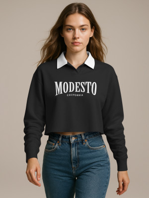 Hellcat Printed Women Polo Neck Black T-Shirt