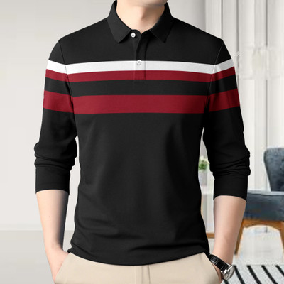 Dobuddy Printed Men Polo Neck Beige T-Shirt