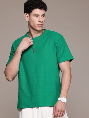 Roadster Solid Men Round Neck Green T-Shirt