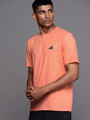 ADIDAS Printed Men Round Neck Orange T-Shirt