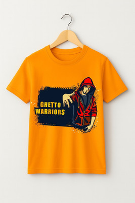 FASHIENT Printed Men Crew Neck Orange T-Shirt