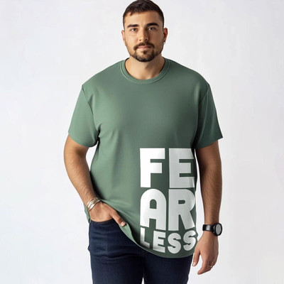 Toodlplus Typography Men Round Neck Light Green T-Shirt