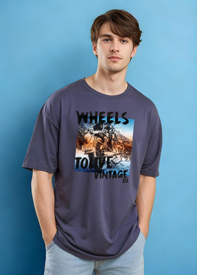 METRONAUT Printed Men Round Neck Blue T-Shirt