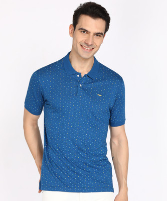 PARK AVENUE Printed Men Polo Neck Blue T-Shirt