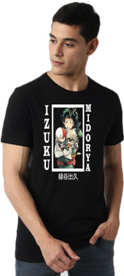 ELEGANT FOX Printed Men Round Neck Black T-Shirt